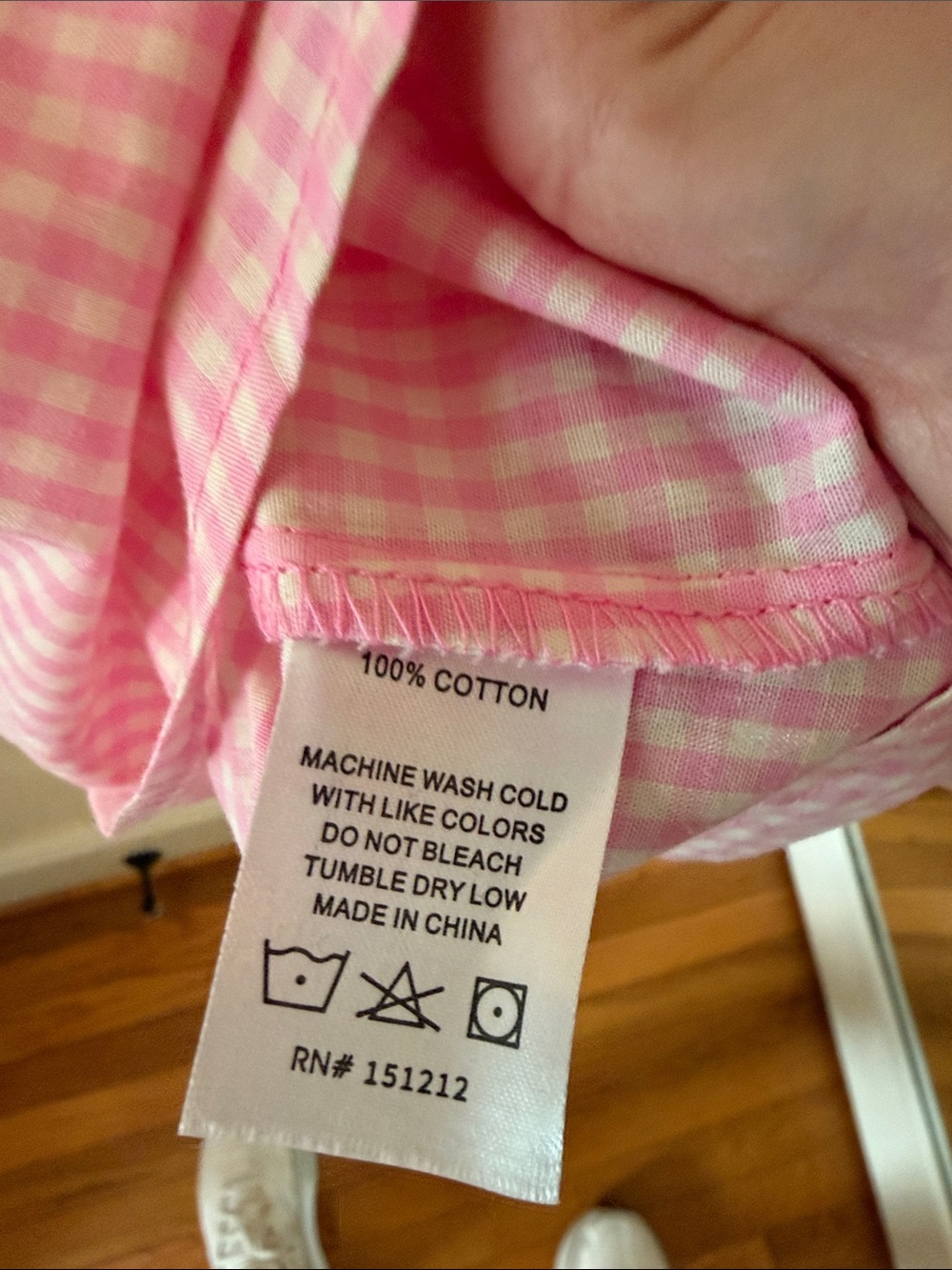 Kensie Pink Gingham Notch-Neck Blouse - Picture 3 of 5